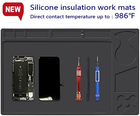 SAUNICE Soldering Mat/Pad Silicone Heat Resistant Mat 954°F Soldering Materials Electronics Mat Welding Blanket for Heat Gun,Soldering Iron,Soldering Station,Electronics Repair Mat 13" x 8.2"