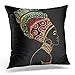 Golee Throw Pillow Cover Black Africa Portrait of Beautiful African Woman with Earring Profile View Jewellery Ethnic Decorative Pillow Case Home Decor Square 18x18 Inches Pillowcase