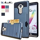 LG G Stylo Case, LG G4 Stylus Case, (Not Fit LG G4) AnoKe [Credit Card Slots Holder][Not Wallet] Hard Silicone Rubber Hybrid Armor Shockproof Protective Holster Cover Case For LS770 - KLS Metal Slate