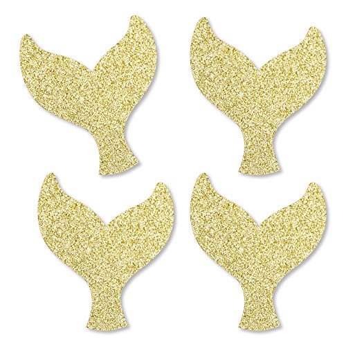 Gold Glitter Mermaid Tail - No-Mess Real Gold Glitter Cut-Outs - Baby Shower or Birthday Party Confetti - Set of 24