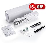 Sewing Machine, Portable Mini Handheld Sewing Machine, Quick Stitch Tool for Self, Designed Handkerchiefs, Aprons, Pillowcases - White