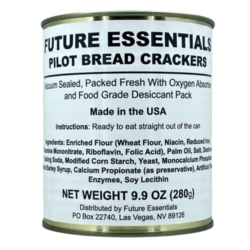 FUTURE ESSENTIAL SAILOR PILOT BREAD CRACKERS | SHIP’S BISCUIT | HARDTACK | EMERGENCY SURVIVAL FOOD | 30 YEARS SHELF LIFE | READY TO EAT #2.5 CAN SIZE (SINGLE CAN),12 SERVING PER CAN, MADE IN THE USA