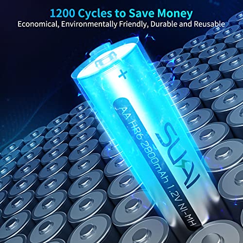 SUKAI AA Rechargeable Batteries & Double A Batteries, 2800mAh High