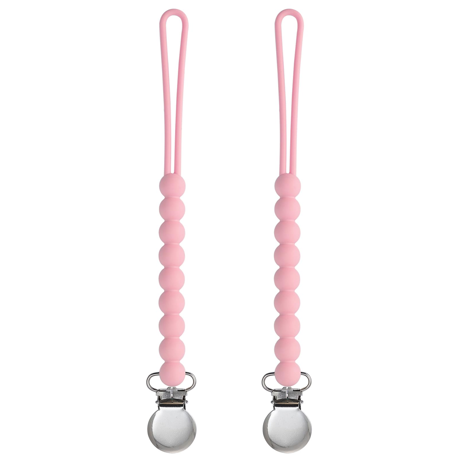 Dummy Clips for Girls, BOUESA Baby Dummy Clip Boys, Pacifier Silicone Clips with One Piece, Keep Pacifier Clean, Dummy Holder 2 Pack — image 1