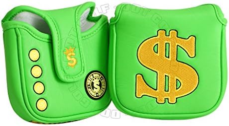 19th Hole Custom ShopCash is King High-MOI Mallet Putter Headcover, Heel Shaft, Green, Golf Head Cover