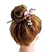 FINGER LOVE Glittered Gradient Flowers Acrylic Hair Stick with Pearl Tassels (Purple)