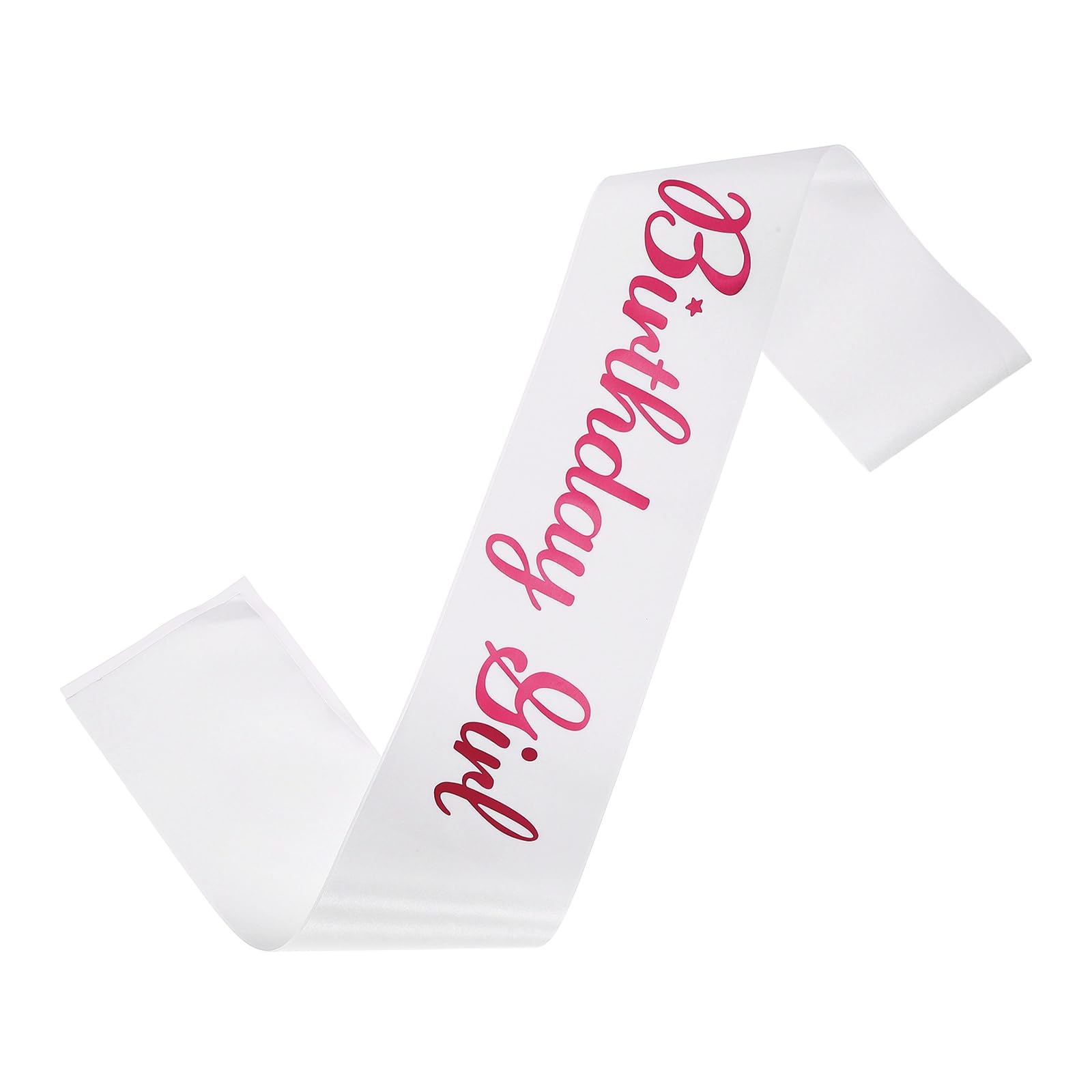 sourcing map Birthday Girls Sash with Pin Pink Sparkle Lettering Party Favors Supplies Decorations Accessories for Women Costume Gifts Sweet Birth Day, White