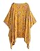 SweatyRocks Women Kimono Vintage Floral Beach Cover Up Yellow L