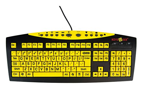 AbleNet Keys U See Large Print US English USB Wired Keyboard, Yellow (MAG0428)