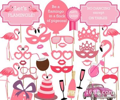 Flamingo Photo Booth Props 32pcs Kit for Holiday Party Favors Summer Festivals Celebrations Beach Pool Dress Up Accessories