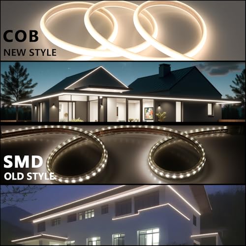 BENLUN 220 V COB LED Strip Outdoor Waterproof 30 m, 4000 K Natural White Flexible Cuttable LED Strip 300 W CRI 90+ Without Transformer, for Bedroom, Gaming, Office, Outdoor Pergola