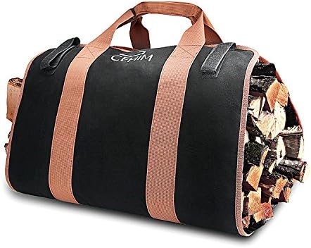 Firewood Log Carrier Canvas Log Carrier Tote Durable Heavy Duty Fireplace Wood Stove Accessories Storage Bag for Fire Pit