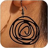 Cute Thin Boho Dangly Spiral Vortex Hook Earring for Women Trendy, Small Unique Retro Drop Dangle Earrings Bohemia Silver Geometric Ethnic Western Jewelry Gift