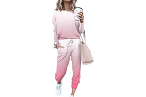 Brnmxoke Jogger Sets for Women 2 Piece Sweatsuits Plus Size Long Sleeve Crewneck Sweatshirts Pockets Sweatpants Lounge Sets