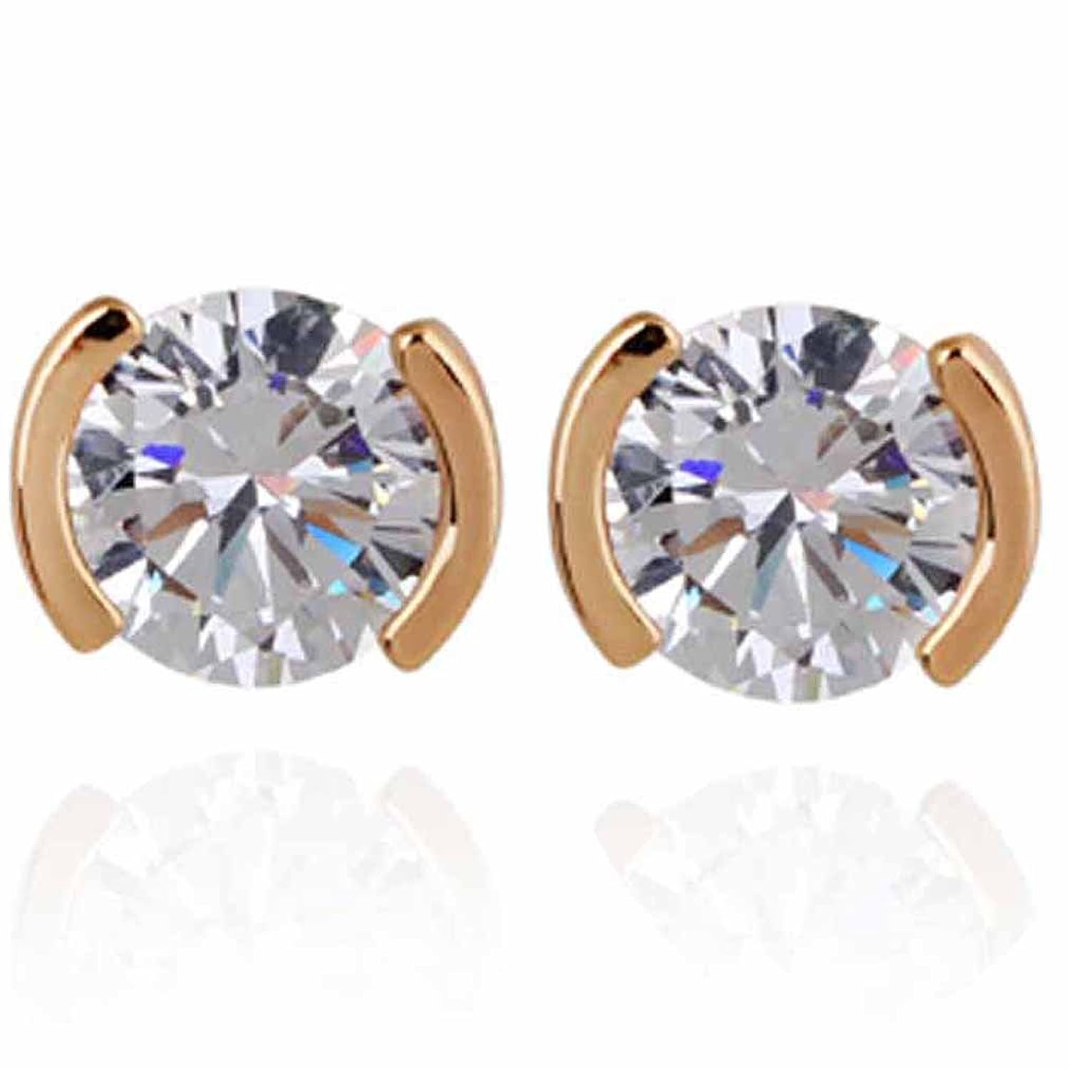 Yazilind elegante K Gold Filled bola redonda Circonita cúbico Pequeño Stud Pendientes