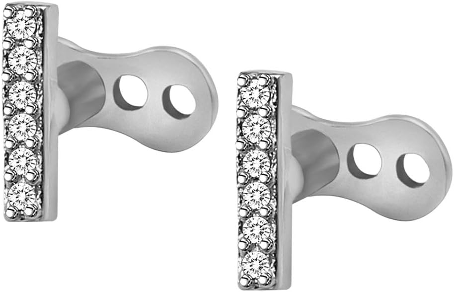 F Fityle Crystal Rhinestone Dermal Anchor Tops Titanium Steel Piercing Jewelry 16G