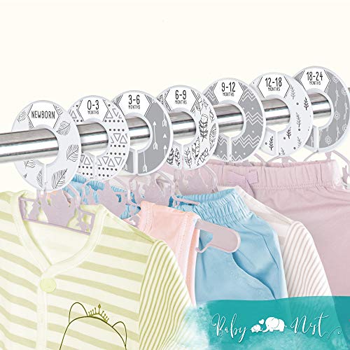 Baby Closet Dividers - Set of 7 Unisex Boho Dividers for Nursery Clothes Organization Sized Newborn to 24 Months