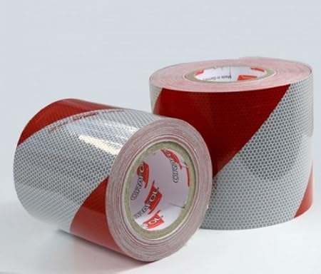 Orafol Kfz-Warnmarkierung, weiss/rot, 141 mm breit, 1 Meter, rechtsweisend