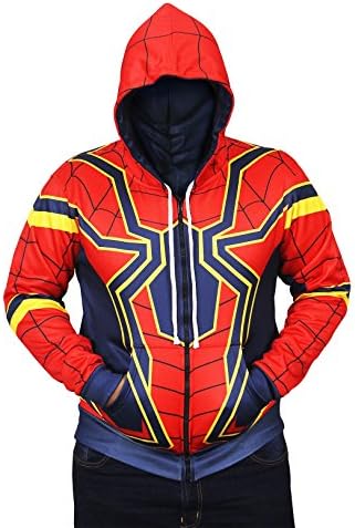 Men Avengers Infinity War Iron Spiderman Costume Cotton Hoodie Jacket Multicolor