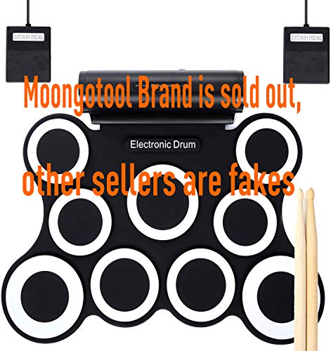 Electronic Drum Set, Christmas Gifts for Kids 9 Pads Roll Up Drum Kit Practice Pad Midi Drum Kit with Headphone Jack, Built in Speaker and Rechargeable Battery, Drum Stick, Foot Pedals. - Thumbnail 7