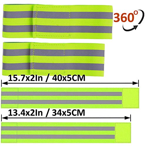 Kaiyuan Dynasty Reflective Bands High Visibility Running Gear Bands for Wrist/Ankle/Arm/Leg Safety Night Walking Reflector Tape Strap 4 Bands