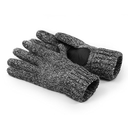 Yingniao Mens Winter Warm Wool Blend Crochet Fleece Lining Mittens Full Finger Gloves Gray