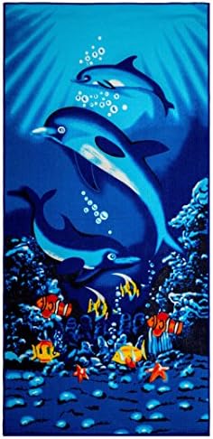 Microfiber Beach Towel Underwater Dolphin Print 100% Polyester 28"x55"
