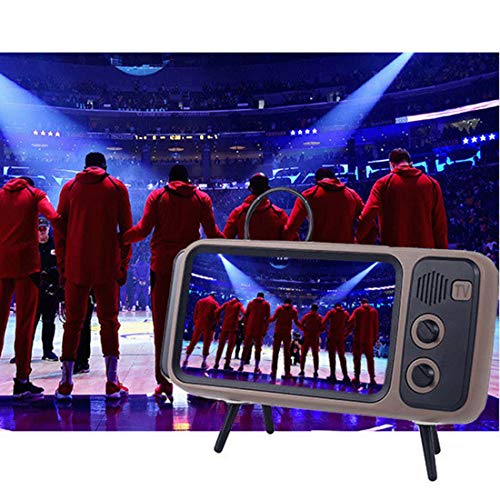 Goshfun PTH800 Retro tv Bluetooth Speaker Mobile Phone Holder, Wireless Retro TV Shape Phone Stand Accessories, Desktop Cell Phone Stand for Phones with 4.7-5.5 Inch Screen, Coffee