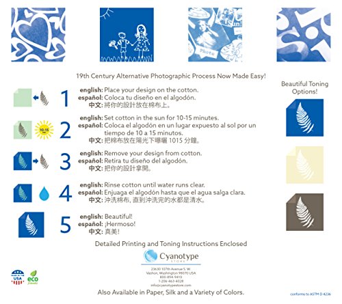 Cyanotype Cotton Squares - 25 pack (8" x 8", White)