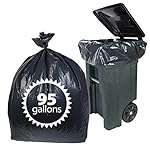 Primode Plastic 95 Gallon Trash Bags, 25 Count - Black