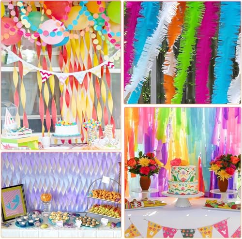Crepe Paper Streamers 8 Rolls 656ft - Blue & White Party Decorations for Birthday, Wedding, Baby Shower, Pastel Royal Shades, 1.8x82ft/Roll Event Backdrop
