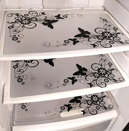 sweet sweat waist trimmer PVC Fridge Mat(Black & White Leavflw)