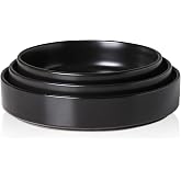 Stone Lain Celina Stoneware 3-Piece Serving Bowl Set, Black Plates and Bowls, Minimalist Dinnerware, Dish Set for 1, Straight Rim Design, Microwave &amp; Dishwasher Safe Tableware