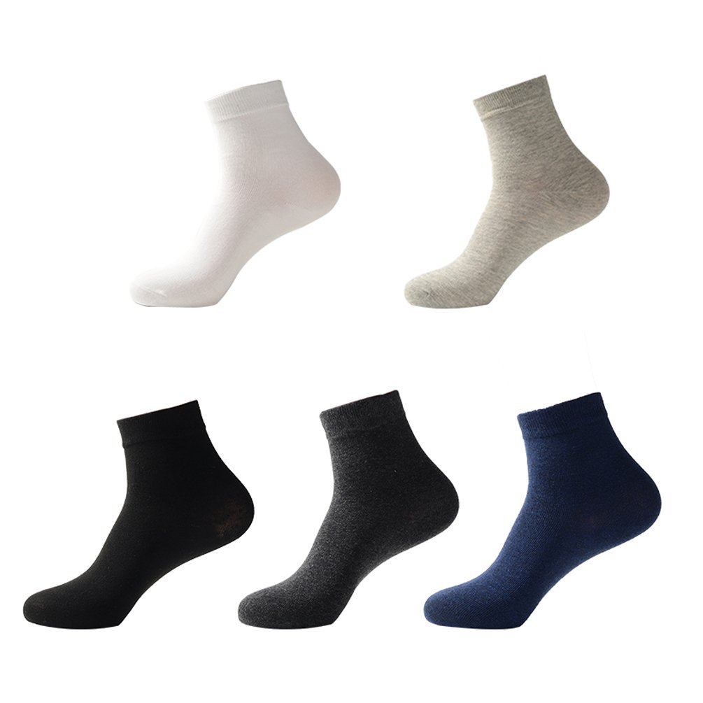 ENJOYNIGHT Men's 5 Pack crew Socks Comfort Quarter Socks (5 Pack_5 Colors)