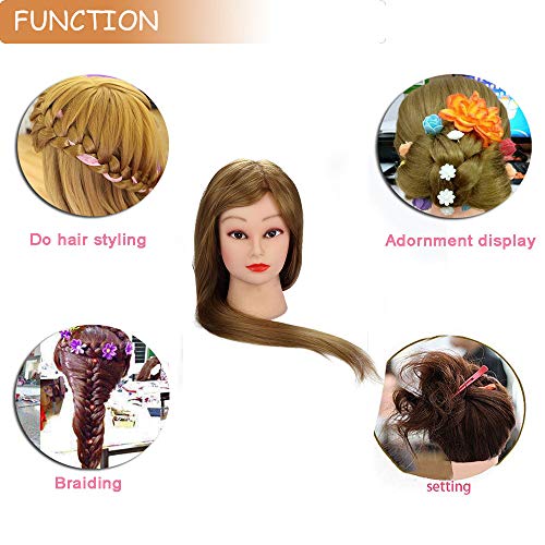 Besmall 26" Doll Hairdressing Mannequin Manikin Training Head 100% Real Natural Human Hair Cosmetology Hairdressing Practice - Thumbnail 5