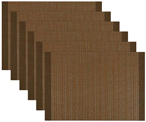 SICOHOME Placemats Set of 6,Brown Vinyl Placemats for Home Office