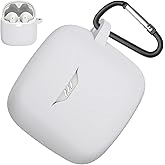 Miimall Case Cover Compatible with JBL Tune Flex Protective Carrying Case Anti-Scratch, Shock-Resistant, Dustproof, Silicone Protective Case Cover for JBL Tune Flex with Carabiner Case Cover(White)