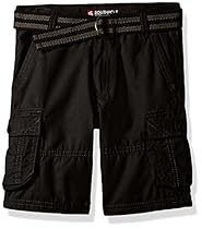 Southpole  Boys' Belted Mini Canvas Cargo Shorts in Various Colors, Black, 5