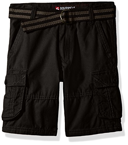 Southpole  Boys' Belted Mini Canvas Cargo Shorts in Various Colors, Black, 4