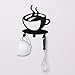 Key Holder Rack Wall Mounted - Modern Coffee Time Decor Key Organizer with 3 Hooks, Premium Quality Laser Cut Steel, Black Finish, Ready to Install with Included Screws & Anchors By Spectrum