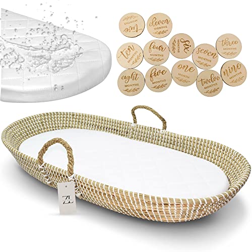 ZEAL'N LIFE Baby Changing Basket with Wooden Calender and 02 Waterproof