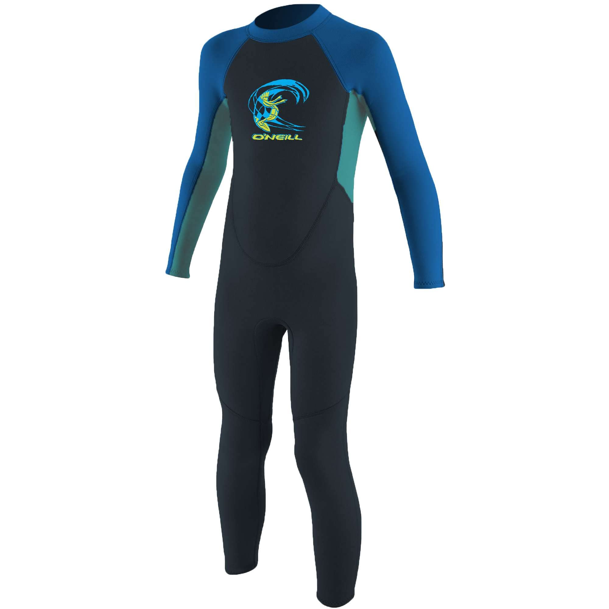 O'Neill Wetsuits Kid's Toddler Reactor II Back Zip Full Wetsuit, Slate/Light Aqua/Ocean, Size 4