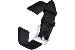 PTFULUOS Premium Soft Hybrid (Leather and Sailcloth) Watch Bands for Men Women,18mm 20mm 22mm Multiple Sizes Quick Release Replacement Watch Straps