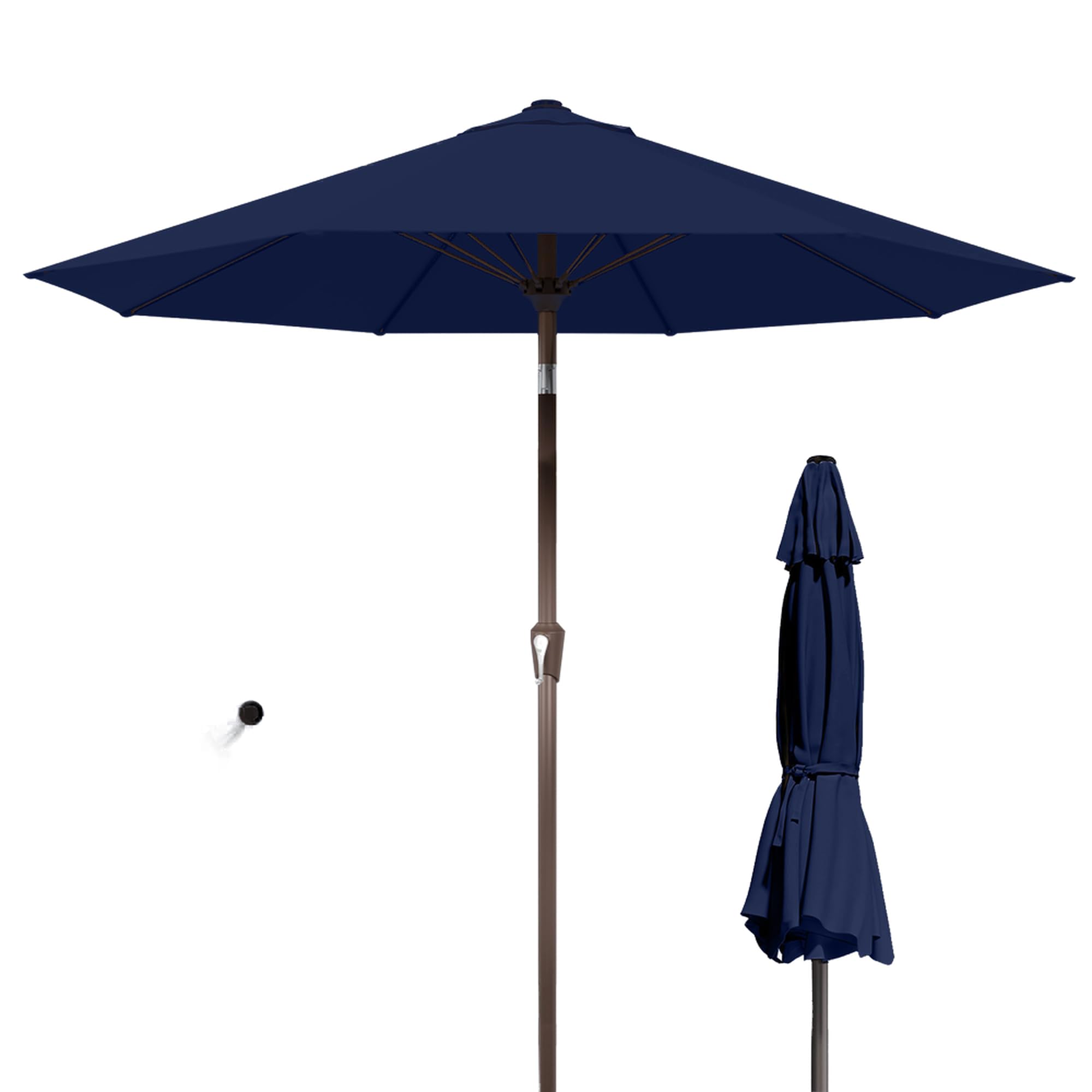 Photo 1 of PatioKingdom Auto-Tilt 9FT Patio Umbrella Outdoor with 8 Sturdy Fiberglass Ribs,Market Table Umbrella for Pool,Backyard,Deck and Garden (Navy)