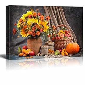 Autumn Still Life Flower Fruit and Vegetables Wall Decor