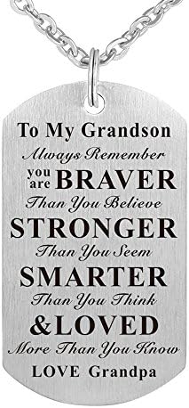 Kisseason to My Grandson Granddaughter Gift Jewelry Keychain Pendant Necklace from Grandpa Grandfather Grandma Grandmother