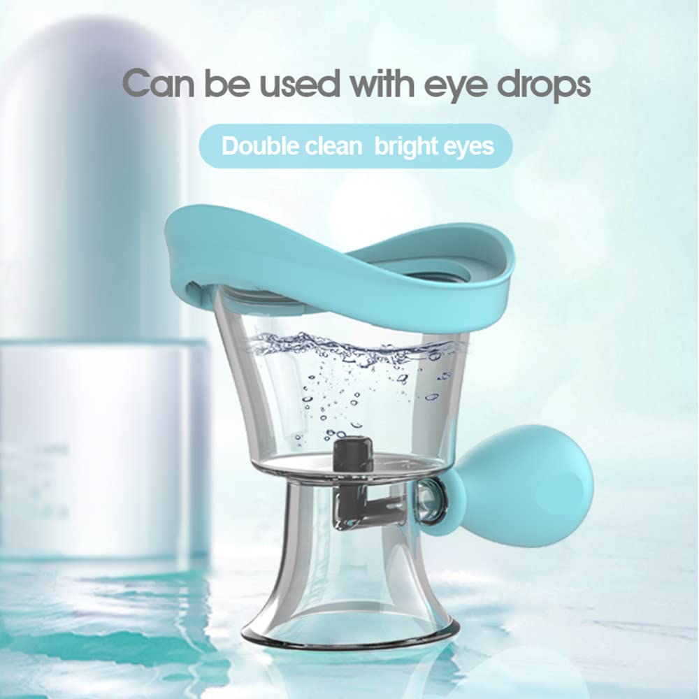Eye Wash Cup,Eye Wash Cleaner Kit Silicon Manual Air Pressure Eye Cleaning Cup Tool Effective Eye Rinse Clean Dust Makeup Irritants,Transparent with Storage Container Eye Cup Soothing Tired Eyes(Blue)