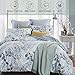 Word of Dream Duvet Cover King Size, 100% Cotton Comforter Cover with Zipper Closure, Ultra Soft and Easy Care, Leaves Pattern, 3 Piece (1 Duvet Cover + 2 Pillow Shams)