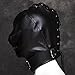 Outtymate Leather Full Face Gimp Mask Unisex Hood Zipper Eyes Mouth Lace Up Back Black