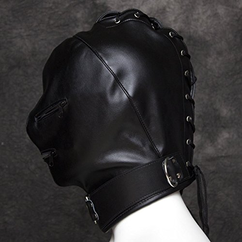 Outtymate Leather Full Face Gimp Mask Unisex Hood Zipper Eyes Mouth